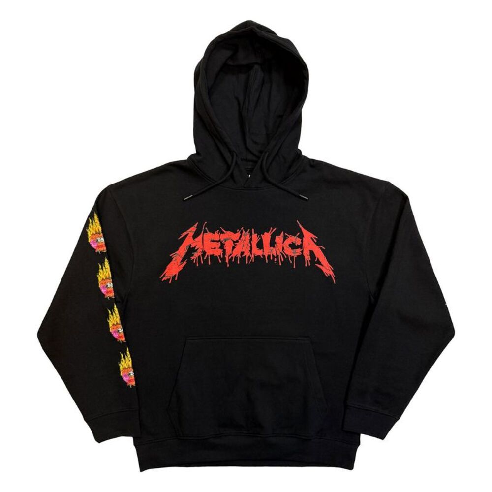 Metallica Unisex Adult Flower Skull Back Print Hoodie / Black